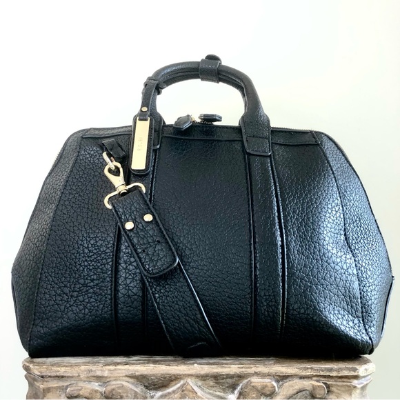 Kensie Accessories - Kenzie Bag Black Tote Shoulder Gold-Tone Faux Leather Strap Medium Crossbody